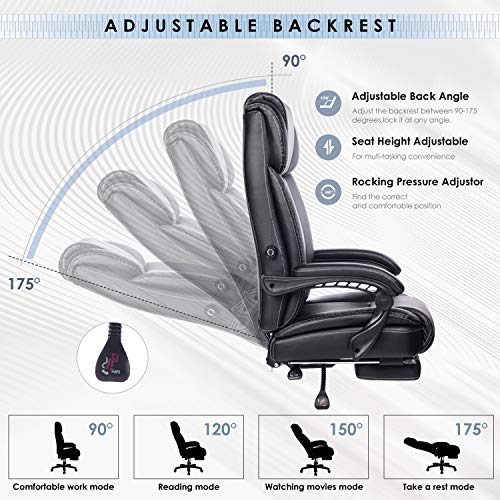 REFICCER Big & Tall Bonded Leather Executive Office Chair, HighBack
