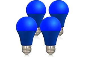 U4GLORY LED Blue Color Light Bulb - A19 E26 Base Blue Bulbs 9W (60W Equivalent), Blue Lightbulbs Perfect For Outdoor Porch, Christmas Decoration, Party Decoration, Holiday Lighting, Halloween Decor, 4 Pack