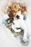 Beagle Notebook: Beautiful Hand Painted Watercolor Dog Journal by DogArt Press