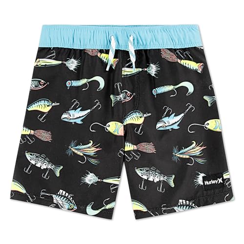 Hurley Boys' Pull On Swim Trunks, Black/Allure, 4T