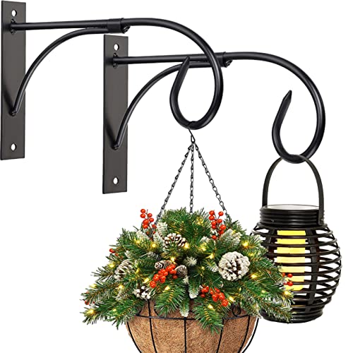 Plant Brackets for Hanging Baskets, 2pcs 11 Inch Iron Wall Mount Plant