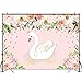 Funnytree White Swan Photography Backdrop for Birthday Baby Shower Party Decoration Pink Floral Gold Crown Background Photo Booth