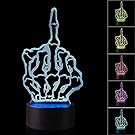3D Illusion Middle Finger Thumbs Up Night Light Lamp with 7 Color change, touch base, power by AA batteries