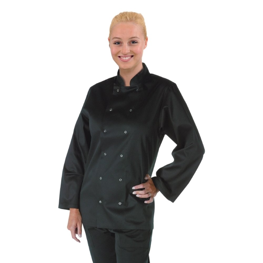 Whites Chefs Apparel A438-XXL Vegas Chefs Jacket, Long Sleeve, Polycotton, Size XX-Large, Black