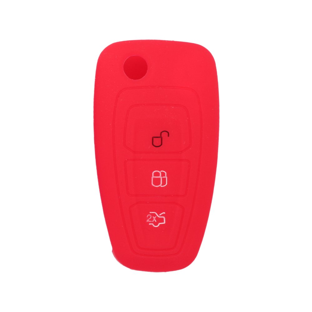 BROVACS Silicone Cover Protector Case Holder Skin Jacket Compatible with FORD Focus 3 Button Flip Remote Key Fob CV9704 Red