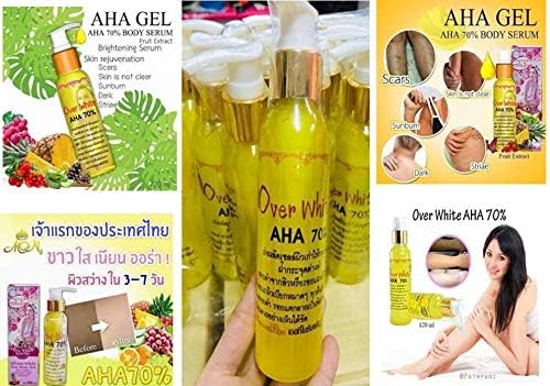 Over White AHA 70% 120G.Body Skin Serum -AHA - White Lightening-Bleaching-Dark-Speed-White White Remove Dead Skin Cells AHA Clear Dark whiteing,Rough Skin Bikini,whitening with Collagen