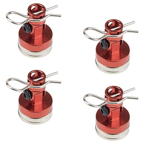 Alloy Magnetic Stealth Invisible Body Post Mount Shell for Drift RC Touring Car (Pack of 4) (Red)