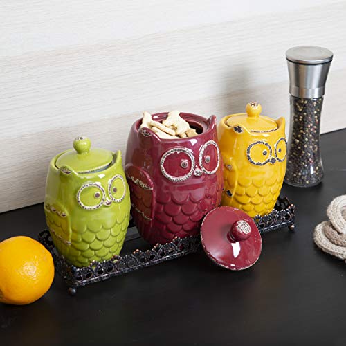 Kitchen Canister Set & Metal Tray Ceramic Canister Set with Base