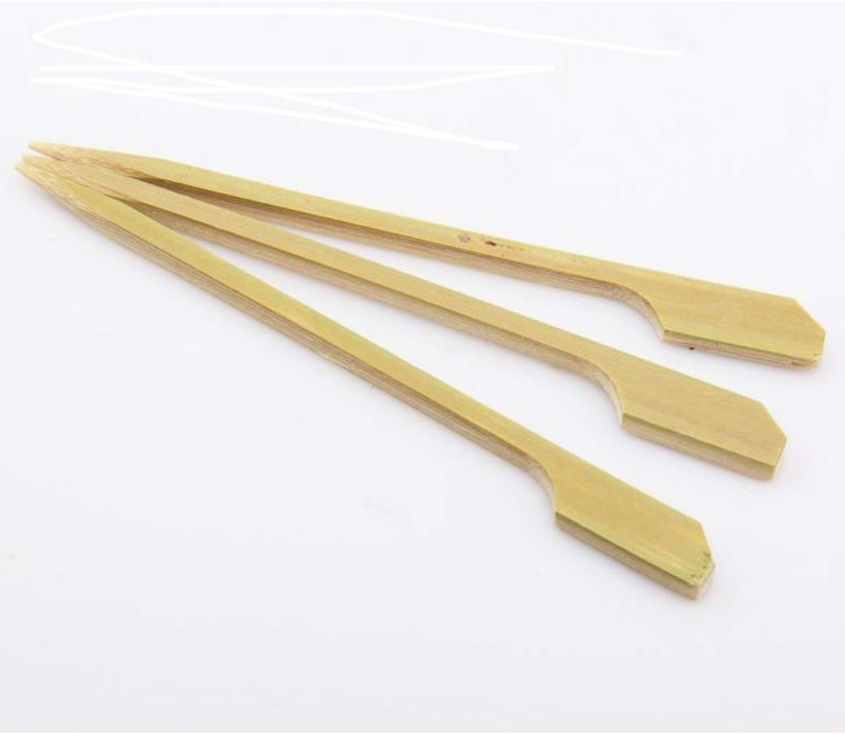Kunhong Bamboo Skewers, Appetizer Picks, Bamboo Paddle Sticks, 7 Inch, Natural Bamboo Paddle Pick BBQ Skewers, For Food, Barbecue Grill, Party, Sandwich, Cocktail,Kabob (100pc)