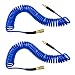 YOTOO Polyurethane Recoil Air Hose 1/4" Inner Diameter by 25' Long with Bend Restrictor, 1/4" Industrial Quick Coupler and Plug, Blue. 2-Pack