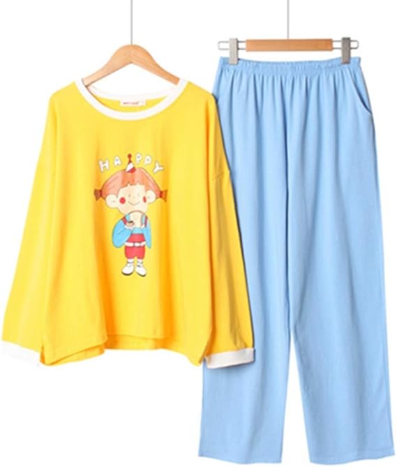 Amazon パジャマ レディース カートゥーン キャラクター 可愛い 長袖 ラウンドネック 長ズボン 上下セット 綿 快適 吸汗 通気 肌に優しい ゆったり 大きいサイズ ルームウェア 部屋着 寝間着 室内着 ナイトウェア 春 夏 秋 冬 おしゃれ パジャマ ルームウェアセット 通販