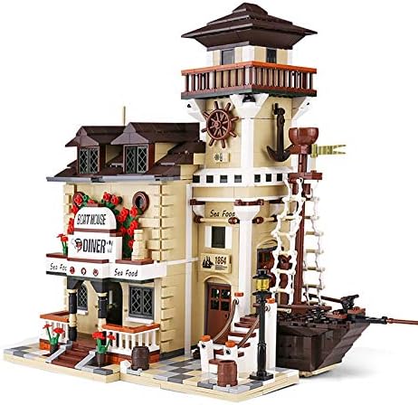 ビルディングセット 建築モデルビルディングブロック ミニフィギュア付きモジュラーボートハウスレストランビルディングセット 大人