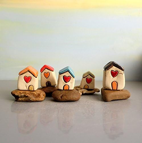 Hand made ceramic miniature house. home decor, pottery office desk accessories, Wedding table, Rustic Sculpture
