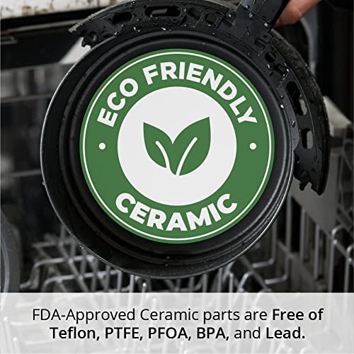 Aria TeflonFree 5 Qt. Ceramic Air Fryer with Recipe Book, White