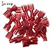 SOLOOP 50pcs Terminal(25Female & 25Male)Fully Insulated Wire Terminals Nylon Spade Connectors Set 22-18awg Nylon Fully-Insulated Quick Disconnects Wiring Spade Wire Crimp Terminal Red