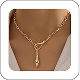 Andelaisi Punk CZ Snake Choker Necklace Vintage Serpent Snake Pendant Necklace Gold Crystal Snake Hook Necklace Gothic Serpent Paperclip Chain Necklace Jewelry for Women
