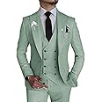 Wangyue Men's 3 Piece Slim Fit Suit Double Breasted Suit Men Formal Suit for Wedding Prom Dinner Party