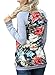 HOTAPEI Women Casual Floral Print Long Sleeve Shirts Round Neck Blouse Tops Gray Medium