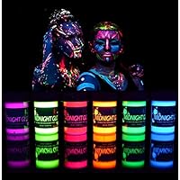 UV Neon Face & Body Paint Glow Kit (6 Bottles 0.75 oz. Each) - Top Rated Blacklight Reactive Fluorescent Paint - Safe, Washable, Non-Toxic, By Midnight Glo