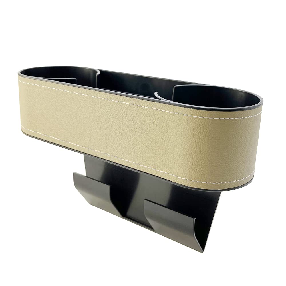 Photo 1 of Cup Holder for Car Seat Gap Organizer, Multifunctional Cup Drink Holders with PU Leather Cover,Side Insert Center Console Gap Filler Storage Box for Mug Bottle CellPhones Keys Coffee Coasters