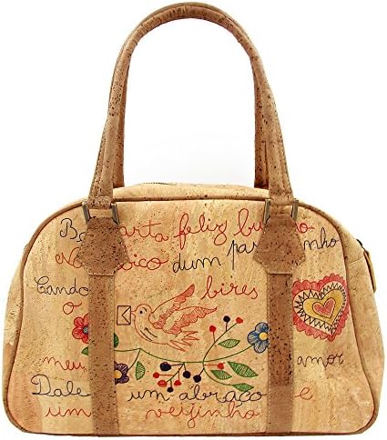 Natural Portuguese Cork Women's Handbag Made in Portugal (Hearts)