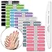 WOKOTO 7 Pieces Full Wraps Nail Polish Stickers Tips With 1Pcs Nail File Nail Self-Adhesive Decals Pure Colors Manicure Sticker Strips Kit For Girls