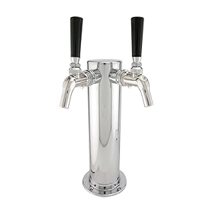Kegco DT2F-630SS Double Faucet Stainless Draft BeerTower w/Perlick 630SS Stainless Faucets