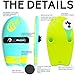 The Slyde Grom Soft Top Bodysurfing Handboard/Handplane, Easy to Use, Fun to Master, Safe for Kids, Portable, Light Weight, Durable with Exceptional Buoyancy (Turquoise and Electric Lemon)