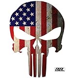2X Large Punisher Skull American Flag Patriotic Auto Car Decal Bumper Sticker Vinyl For Truck RV SUV Boat Window Support US Military Marines Navy Seal Army