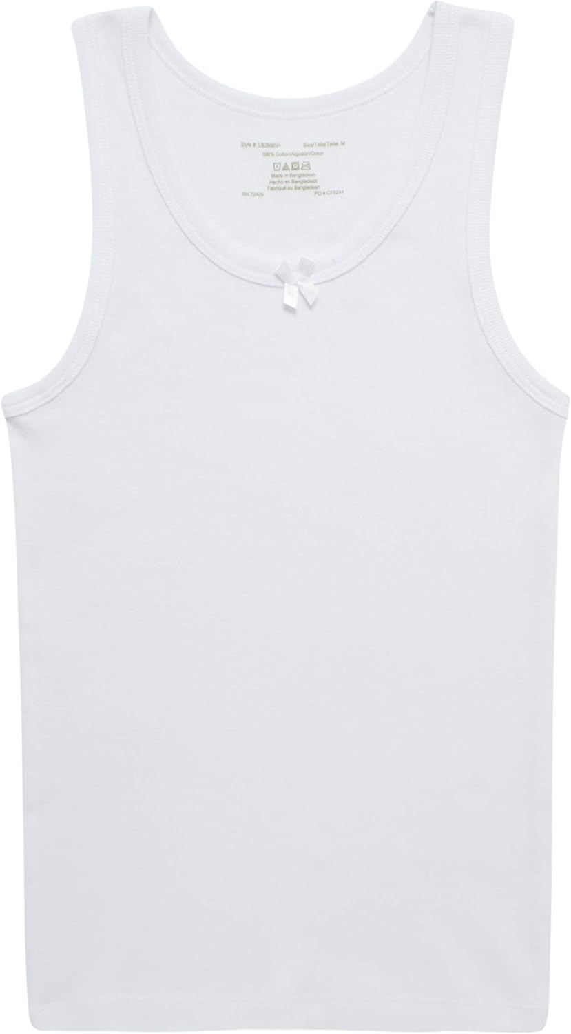 Rene Rofe Girls White Undershirt Tank Top - Supersoft Tagless Snug Fit (6 Pack): Clothing