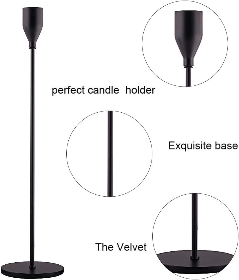 SUJUN Matte Black Candle Holders Set of 3 for Taper Candles, Decorative Candlestick Holder for Wedding, Dinning, Party, Fits 3/4 inch Thick Candle&Led Candles (Metal Candle Stand): Home & Kitchen