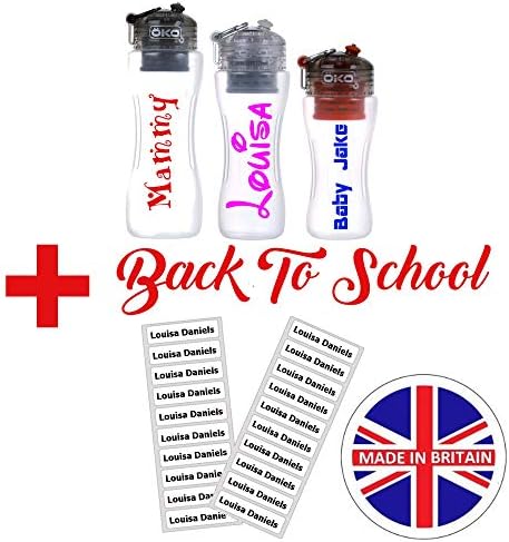 Water Bottle Lunch Box Name Stickers and Iron on Name Labels - Name Tags For School Back to School Set For Bottle Lunch Box and Uniform Personalised Stickers Labels -Waterproof Easy to Apply Last Long