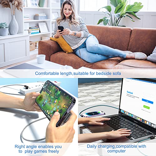 iPhone Charger 10FT 90 Degree Lightning Cable [Apple MFi Certified] 3 Pack iPhone Cable Right Angle Nylon Braided iPhone Cord Compatible with iPhone14/13/12/11/Pro Max/Pro/XS/X/8/7/iPad(10Feet)