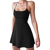 XXTAXN Women's Summer Casual Tennis Workout Spaghetti Strap Backless Mini Dress with Shorts
