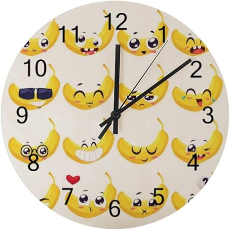 Amazon Zhimi 壁掛け時計 掛け時計 静音 連続秒針 木製クロック 円型 ナチュラル レトロ 見やすく大文字 おしゃれ 可愛い 綺麗なバナナ柄 お部屋 インテリア シンプル 30cm カフェ 寝室 店舗 家 単三電池付き 置き時計 掛け時計 オンライン通販