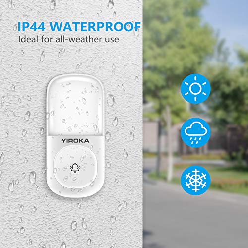 Wireless Doorbell, YIROKA Self-Generating Power Door Chime Operating at 500 Feet with Waterproof, 58 Chimes, 4 Volume & LED Indicator, No Batteries Required
