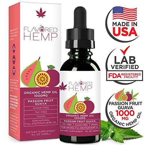 Flavored Hemp Oil 1000 MG Zero THC CBD Cannabidiol Passion Fruit
