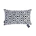 Aitliving Decorative Throw Pillow Cover 1 pc 12x20 inch Cotton Canvas Muted Slate Blue Trellis Embroidery Dark Blue Mina Lumbar Pillow Case Cushion Cover, Navy Blue Dark Lumbar Pillow Sham 30x50cm