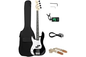 Left-Handed 4-String Full-Size Electric Bass Guitar – Sunburst PB Style for Beginners & Intermediate Players – Includes Gig B