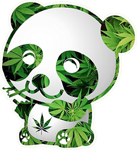 Cute Pot Leaf Panda Digital Printed Decal Vinyl, Hippie Sticker, MARIJUANA 420