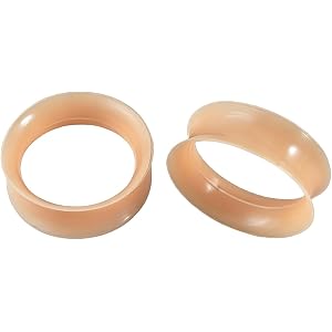 Volwiqu 2PCS Silicone Double Flared Flesh Skin Tone Ear Gauges Tunnel Plugs | 12mm(1/2")Thin Silicone Ear Tunnels Gauge Ear G