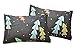 Fire Kirin Soft Duvet Cover Sets 3PC (1 Duvet Cover + 2 Pillowcases) Christmas Tree and Snow Printed Bedding Set for Boys Girls Women Men (Black/Queen)