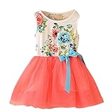 Weixinbuy Kids Girls Bowknot Flower Party Princess Tulle Tutu Skirts Orange 5-6Y