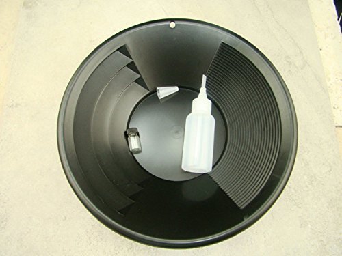 12" Black Gold Pan - Panning Kit , Bottle Snuffer, & Vial - Mining Prospecting
