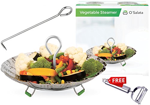 Steamer Basket for Instant Pot 3, 5, 6 & 8 qt.- Extendable Handle, Foldable Legs with Silicone Feet. Food Steamer - Instant Pot Accessories.100% Stainless Steel (SS Ext.Handle -Std) - Thumbnail 2