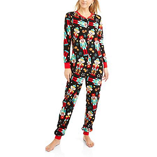 Secret Treasures Womens Christmas Holiday Nutcracker Dropseat Pajama Union Suit One Piece Sleepwear (Nutcracker, XL (16/18))