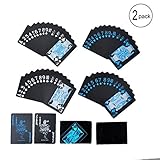 BUYDEAL Playing Cards Regular Index Plastic Playing Cards,Waterproof PVC Table Card,2-Deck (Black)