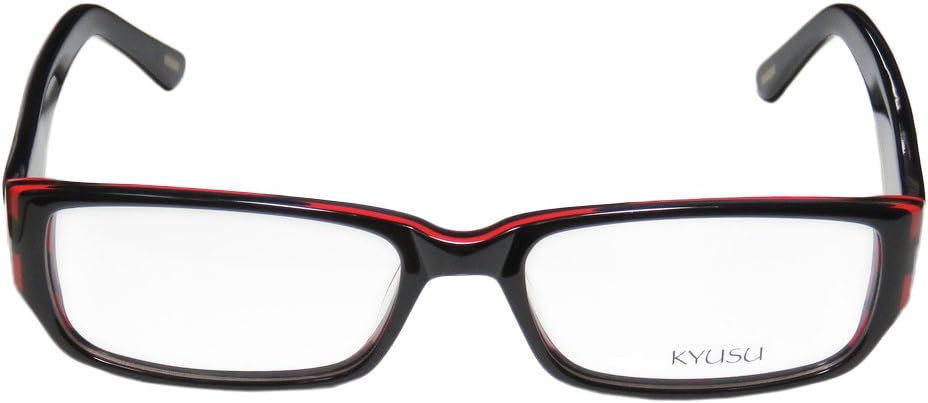 Kyusu 0920 Mens/Womens Designer Full-rim Eyeglasses/Eye Glasses (52-17-142, Black / Red)