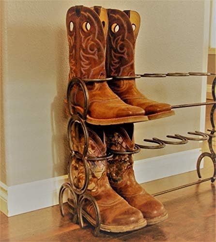 boot rack made out of horseshoes