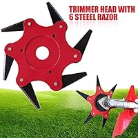 Womdee Trimmer Head Cutter,Grass Steel Blades Razors,Trimmer Head 6 Steel Blades Razors,65Mn Trimmer Head Cutter for Mower Grass, Brush Cutter Head for String Trimmer (Red)